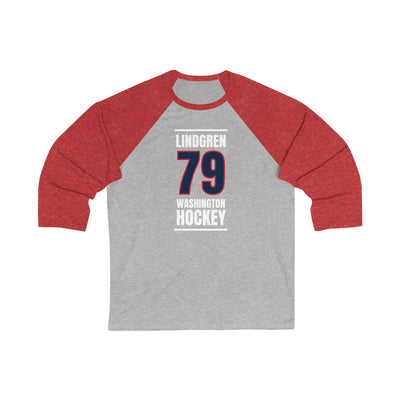 Lindgren 79 Washington Hockey Navy Vertical Design Unisex Tri-Blend 3/4 Sleeve Raglan Baseball Shirt