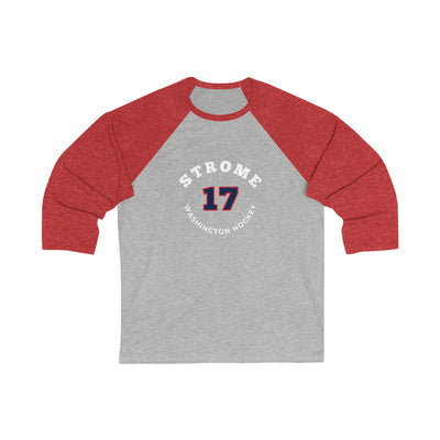 Strome 17 Washington Hockey Number Arch Design Unisex Tri-Blend 3/4 Sleeve Raglan Baseball Shirt
