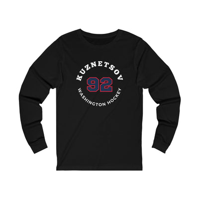 Kuznetsov 92 Washington Hockey Number Arch Design Unisex Jersey Long Sleeve Shirt