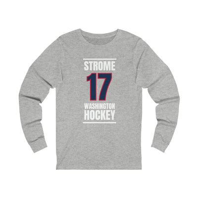 Strome 17 Washington Hockey Navy Vertical Design Unisex Jersey Long Sleeve Shirt