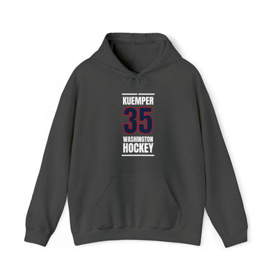 Kuemper 35 Washington Hockey Navy Vertical Design Unisex Hooded Sweatshirt