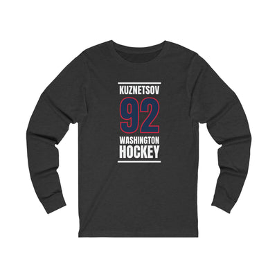 Kuznetsov 92 Washington Hockey Navy Vertical Design Unisex Jersey Long Sleeve Shirt