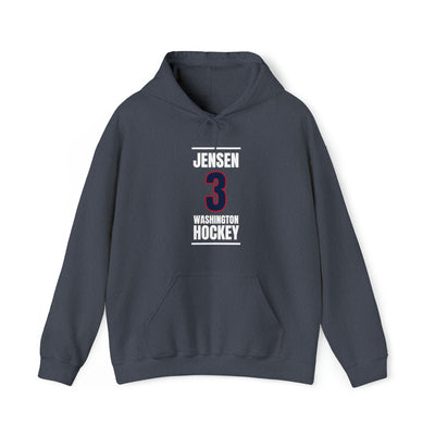 Jensen 3 Washington Hockey Navy Vertical Design Unisex Hooded Sweatshirt