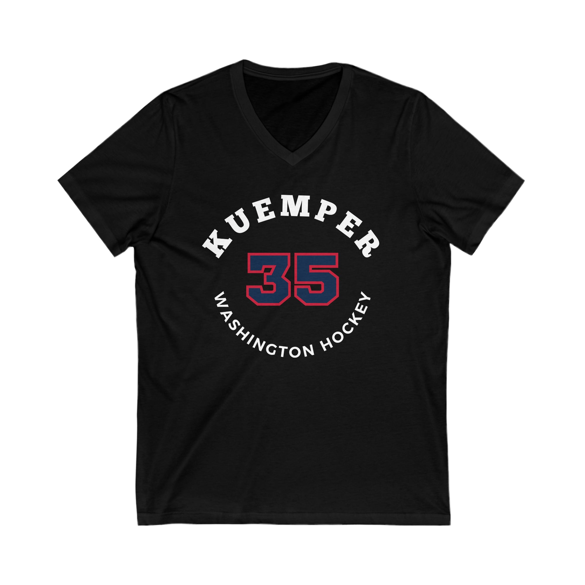 Kuemper 35 Washington Hockey Number Arch Design Unisex V-Neck Tee